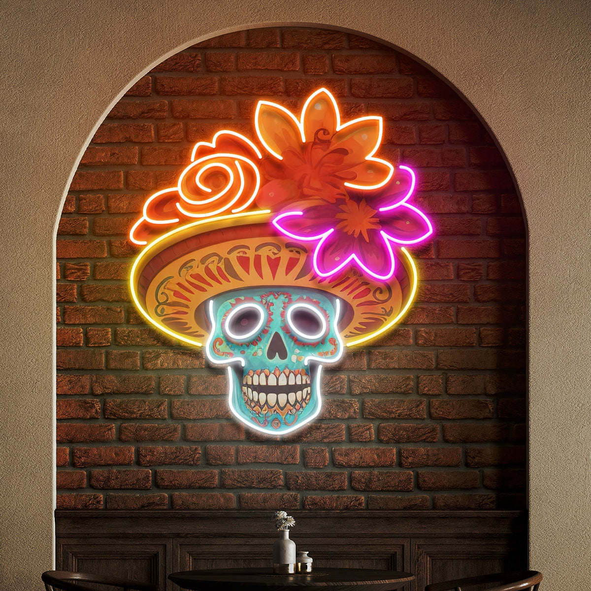 Custom Name Sugar Skull LED Neon Light for Dead Day Festivities
