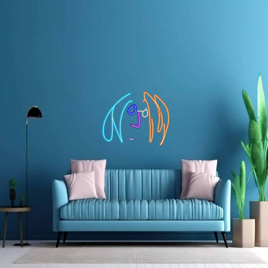 2 Sets The John's face & The Letter - LED Neon Sign