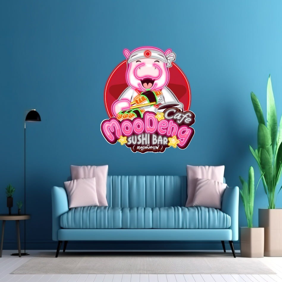 4 Sets Cafe MooDeng Sushi Bar - LED Neon Sign