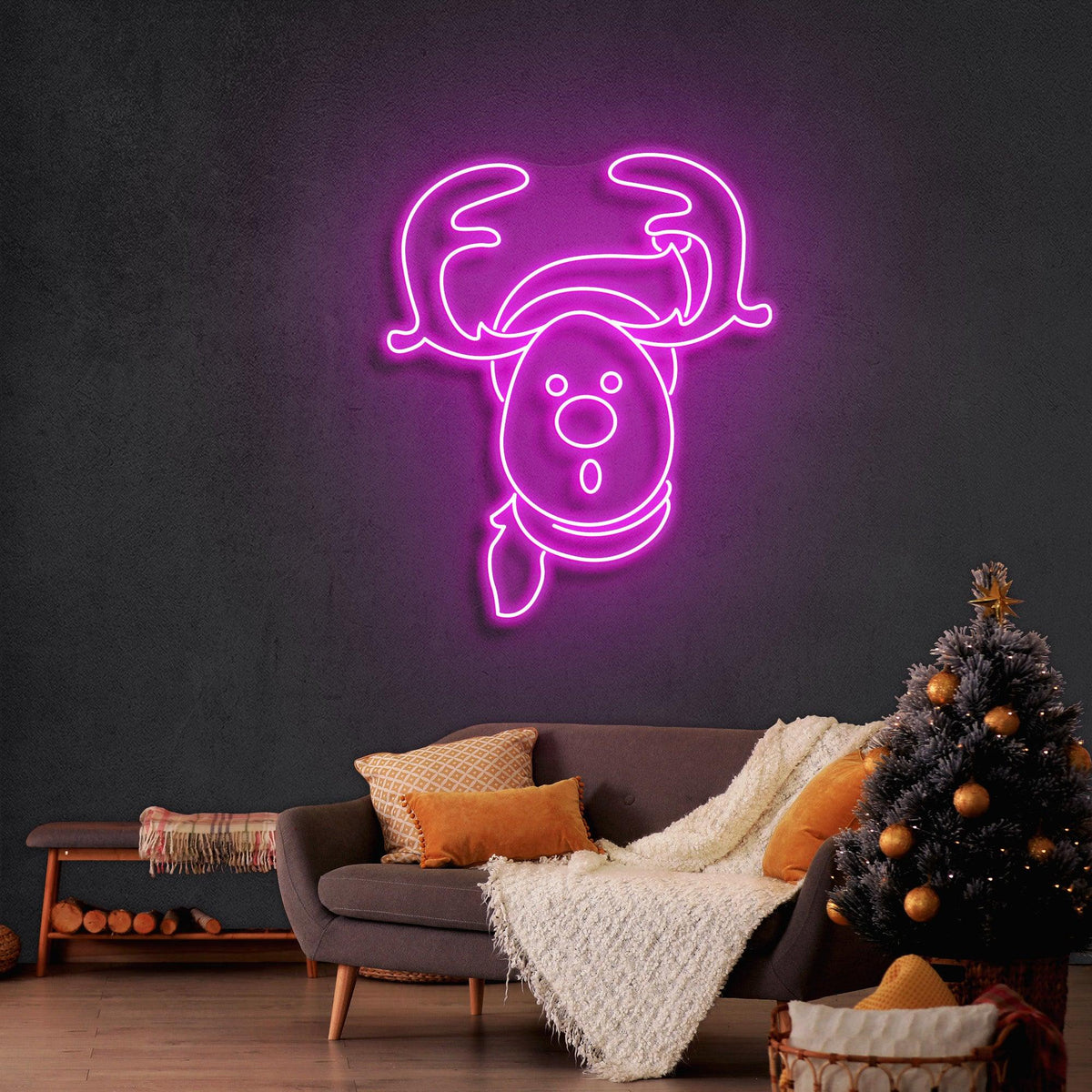 Dear Head Christmas Neon Sign
