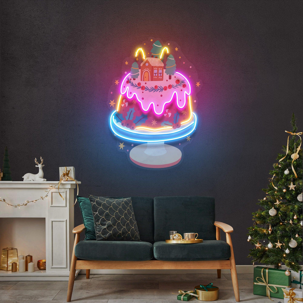 House On Cake Christmas Neon Sign