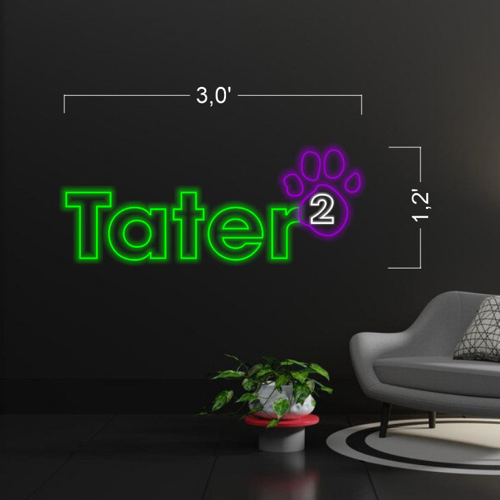 Tater's Custom LED Neon Sign - Illuminate Your Dog Training Sessions