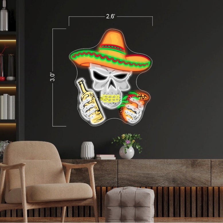 Taco Calavera, Taco & Beer - NEON X ACRYLIC ARTWORKS