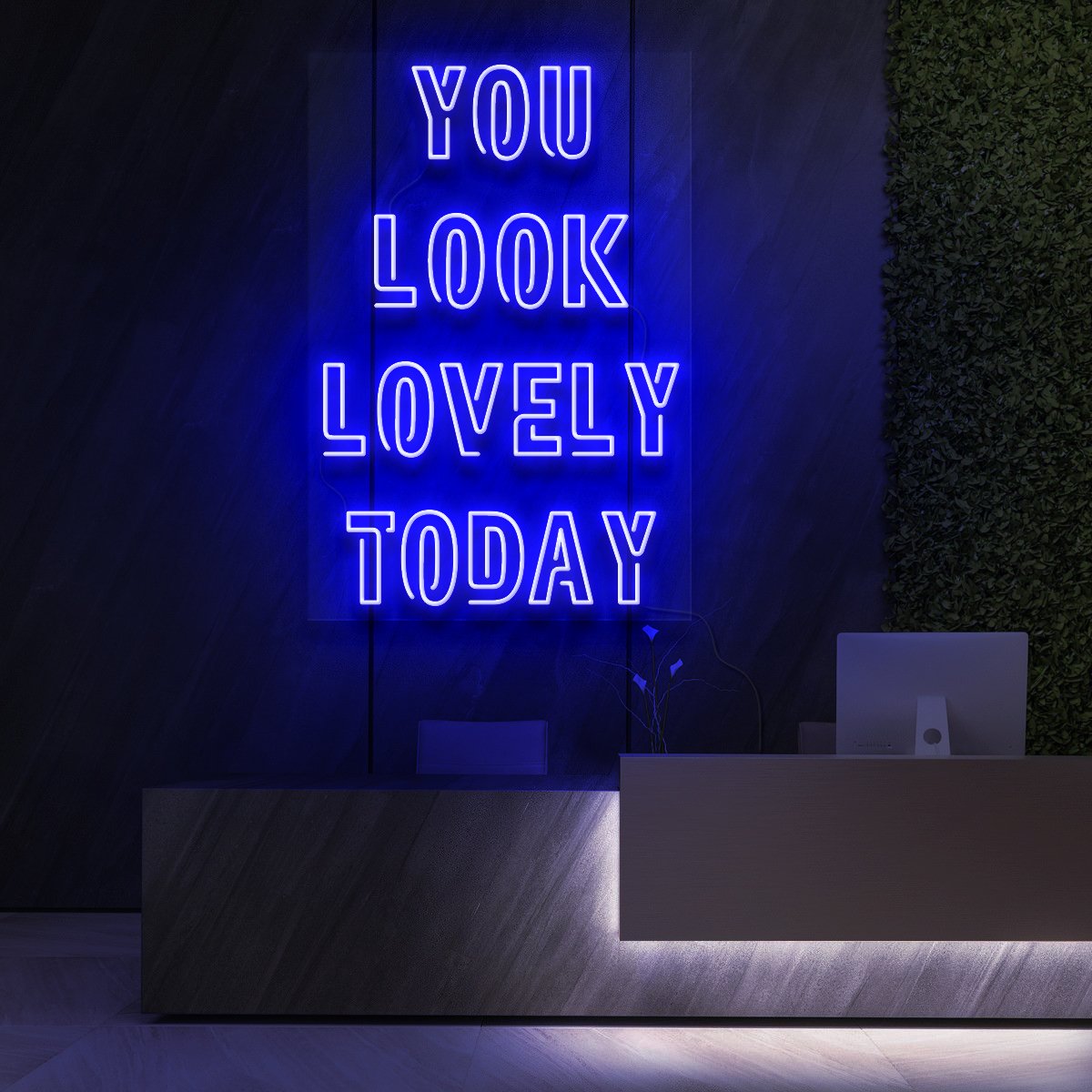 "You Look Lovely Today" Neon Sign for Beauty Salons & Cosmetic Studios 60cm (2ft) / Blue / LED Neon by Neon Icons