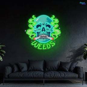 Skull & Smoke: A Blazing Vision Neon Sign Light Artwork