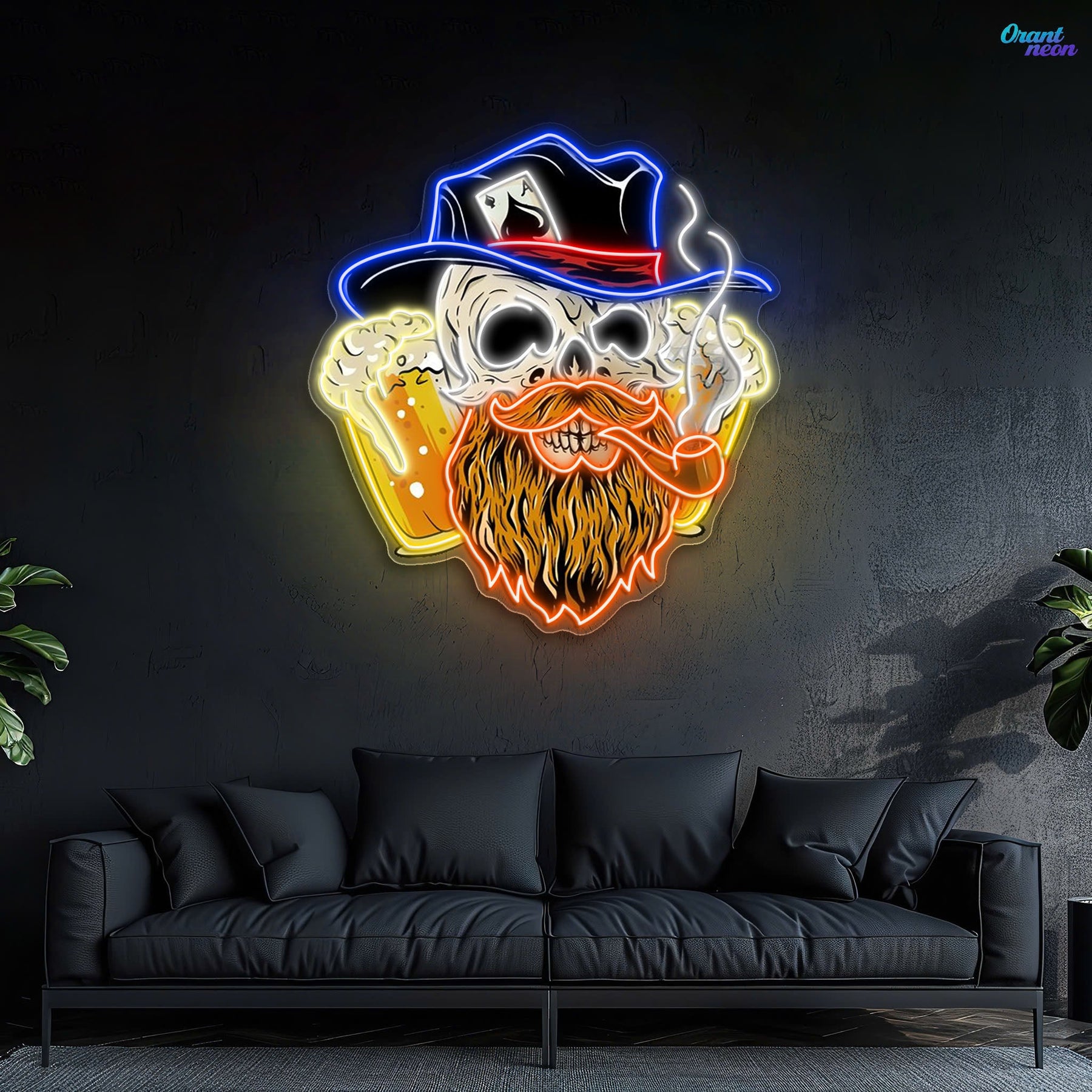 Lucky Death: Beer, Cards, & Chaos Neon Sign Light Artwork