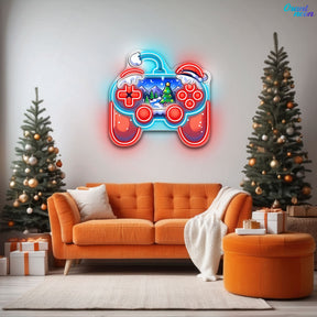 Santa's Game On for the Holidays Neon Sign Light Artwork