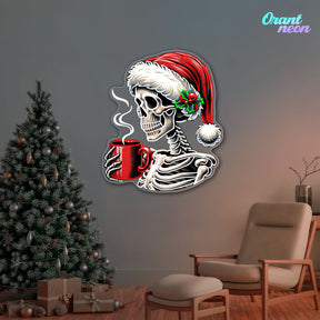 Skull & Sip: Christmas Chill Neon Sign Light Artwork