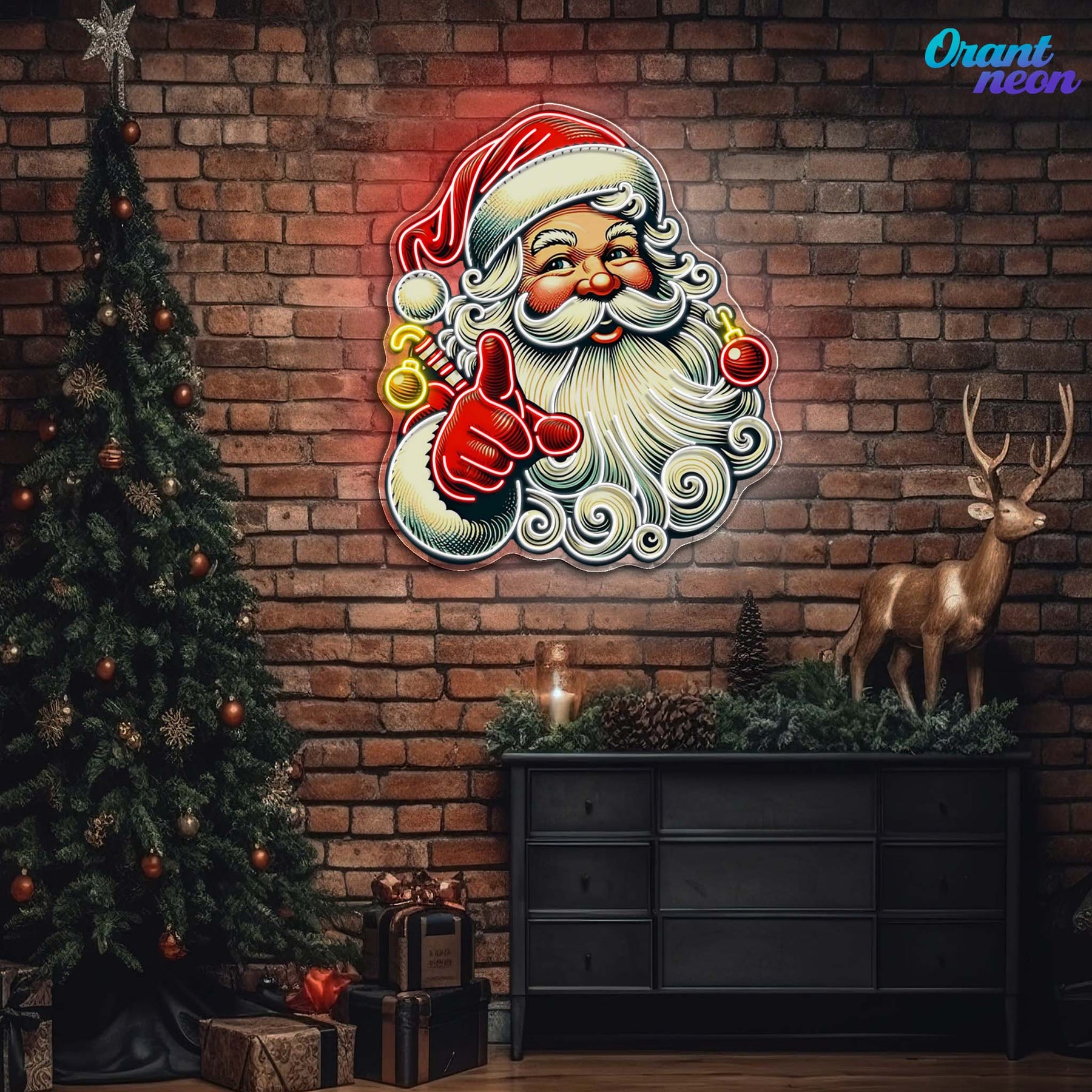 Sweet Santa: A Smile for Christmas Neon Sign Light Artwork