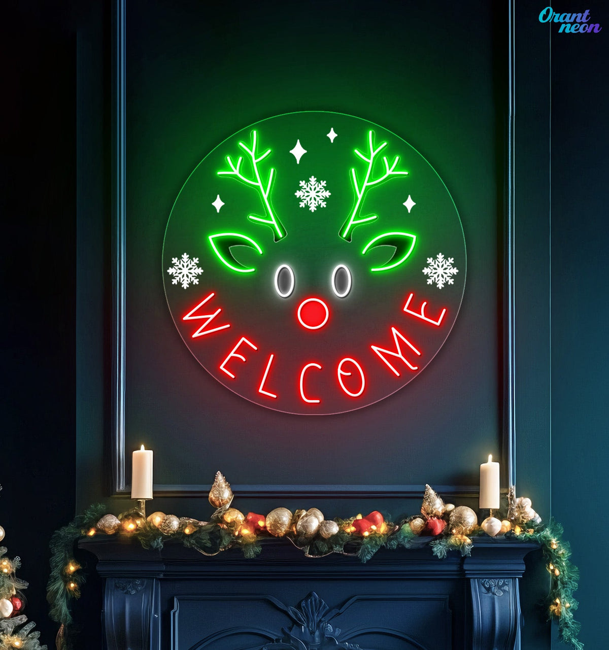 Welcome Christmas Moose Neon Sign Light Artwork