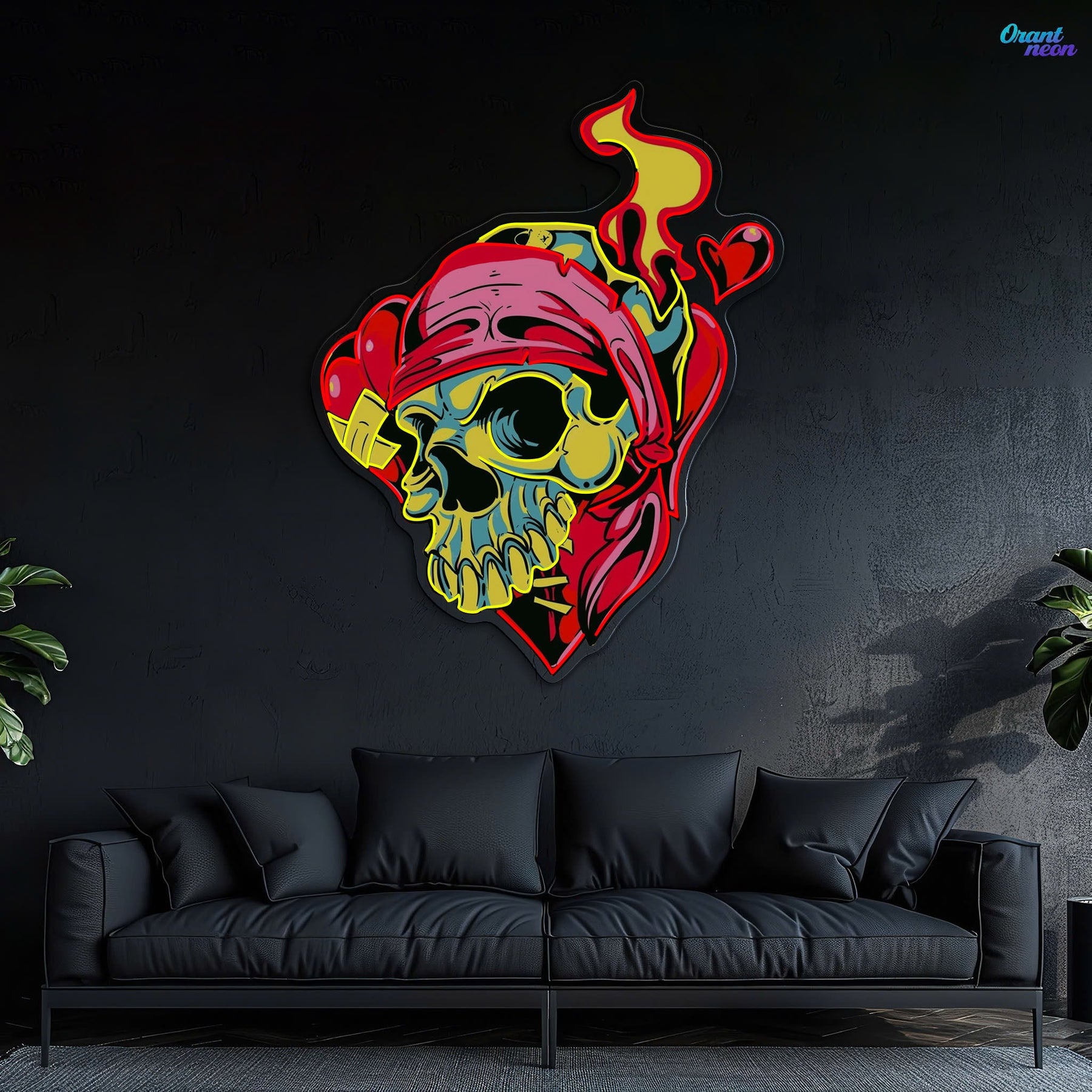 Skull & Love: A Neon Romance Neon Sign Light Artwork