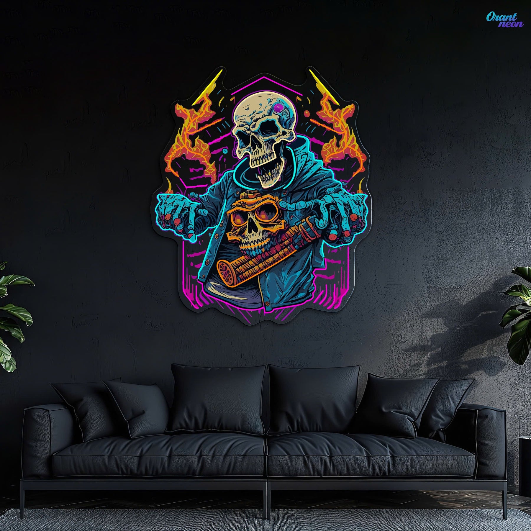 Skull Beats: Neon Vibes from the Grave Neon Sign Light Artwork