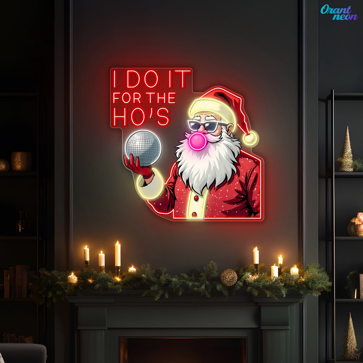 Santa Claus Chewing Gum Christmas Decoration Neon Sign Light Artwork