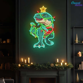 Merry Rex-mas Neon Sign Lights Artwork