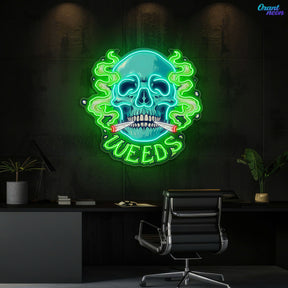 Skull & Smoke: A Blazing Vision Neon Sign Light Artwork