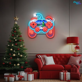 Santa's Game On for the Holidays Neon Sign Light Artwork