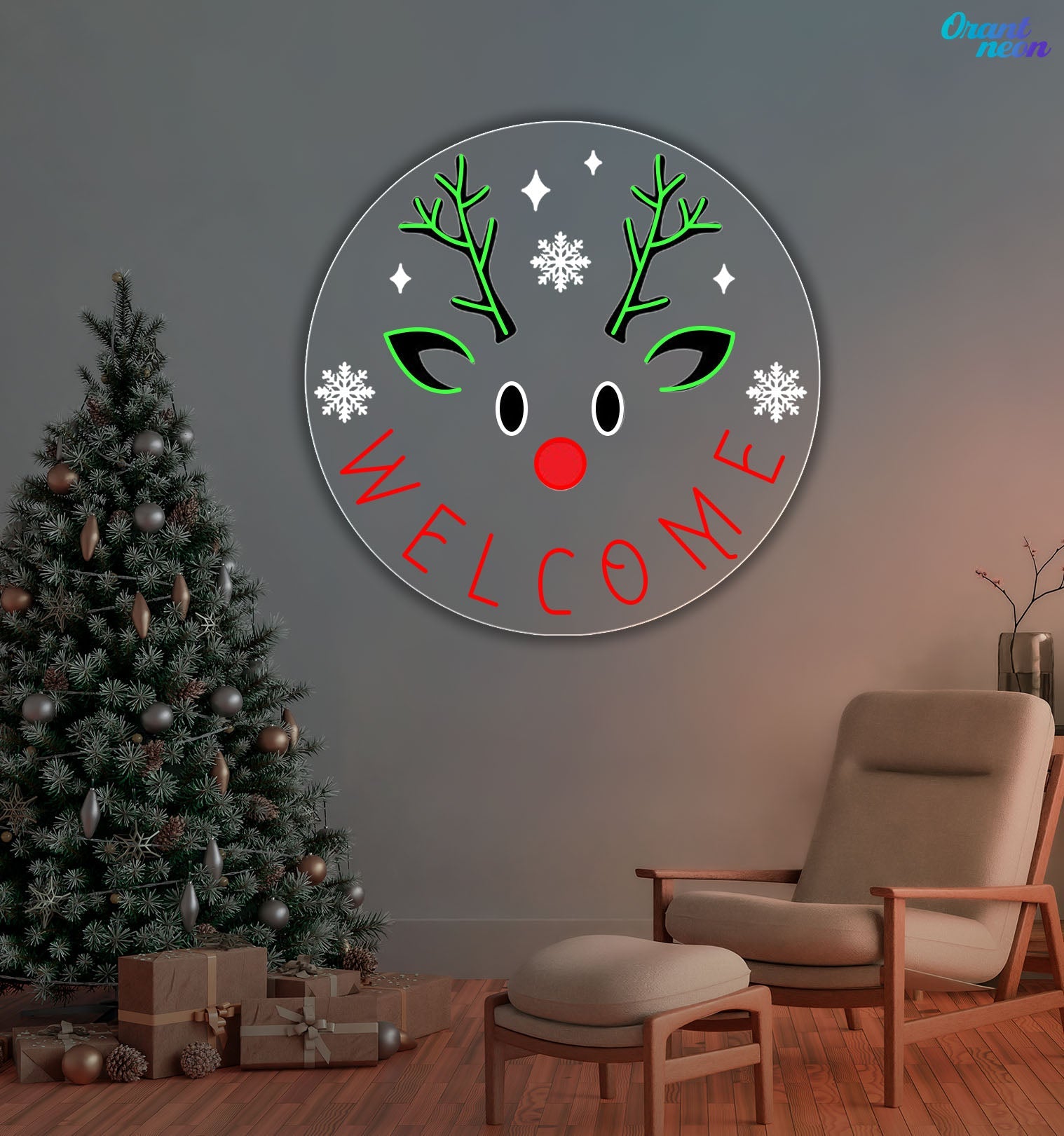 Welcome Christmas Moose Neon Sign Light Artwork