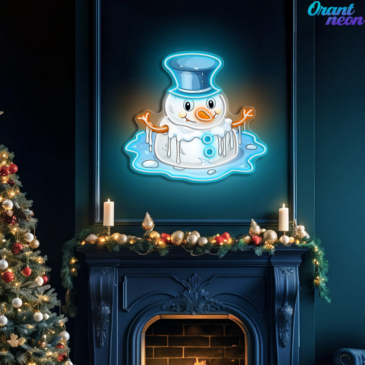 Neon Snowman Magic: Winter's Warmest Light Neon Sign Light Artwork