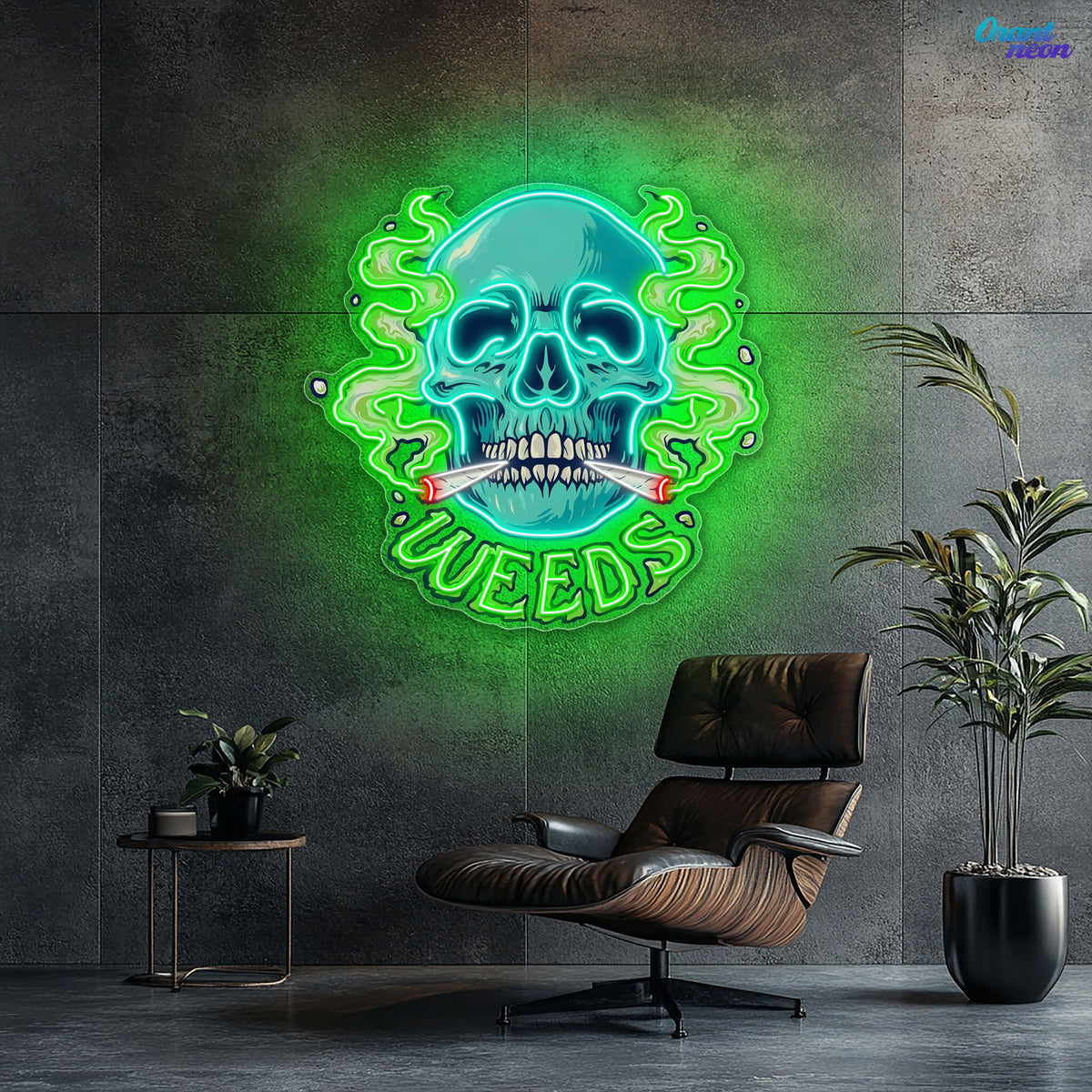 Skull & Smoke: A Blazing Vision Neon Sign Light Artwork