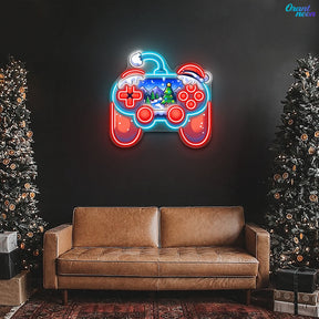 Santa's Game On for the Holidays Neon Sign Light Artwork