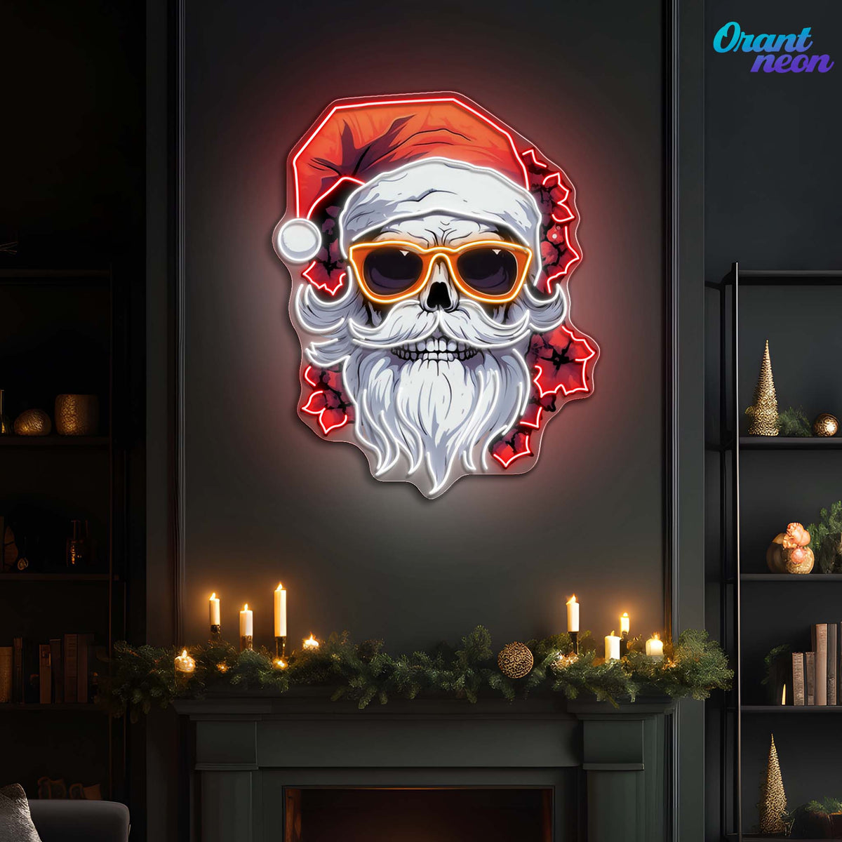 Sleighin' It: A Cool Christmas Skull Neon Sign Light Artwork