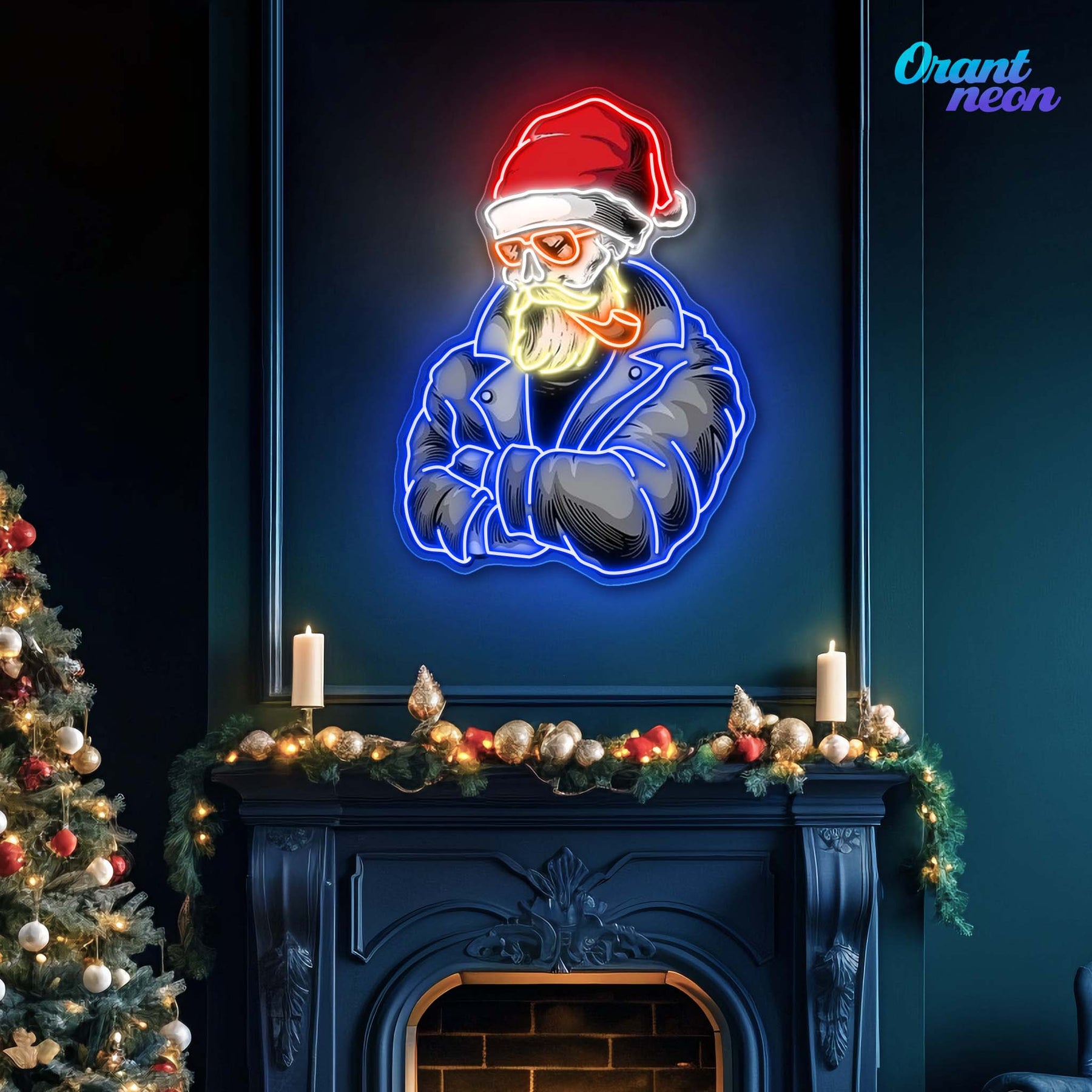 Smoking Santa's Shadow Neon Sign Light Artwork