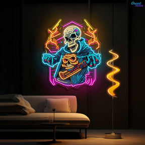 Skull Beats: Neon Vibes from the Grave Neon Sign Light Artwork