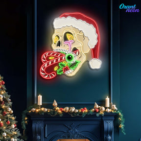 Merry Misfits: Skull & Sweets Christmas Neon Sign Light Artwork