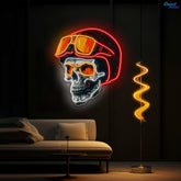 Radiant Revenant: Skull and Helmet Neon Sign Light Artwork