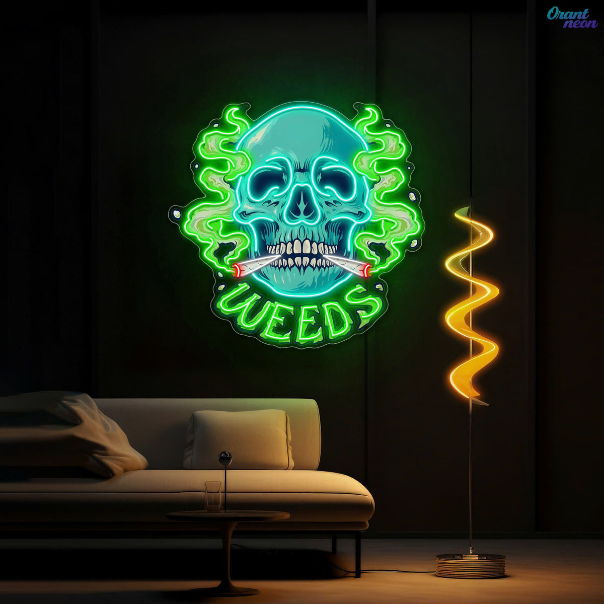 Skull & Smoke: A Blazing Vision Neon Sign Light Artwork