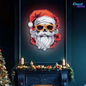 Sleighin' It: A Cool Christmas Skull Neon Sign Light Artwork