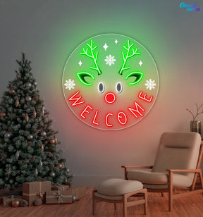 Welcome Christmas Moose Neon Sign Light Artwork