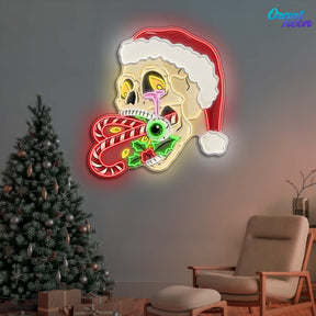 Merry Misfits: Skull & Sweets Christmas Neon Sign Light Artwork