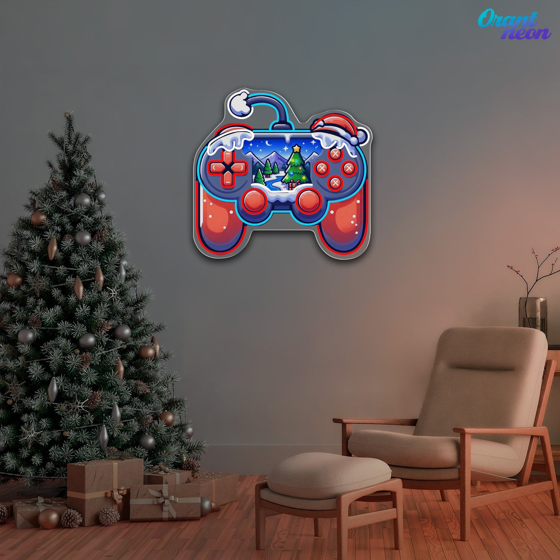 Santa's Game On for the Holidays Neon Sign Light Artwork