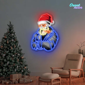 Smoking Santa's Shadow Neon Sign Light Artwork