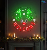 Welcome Christmas Moose Neon Sign Light Artwork