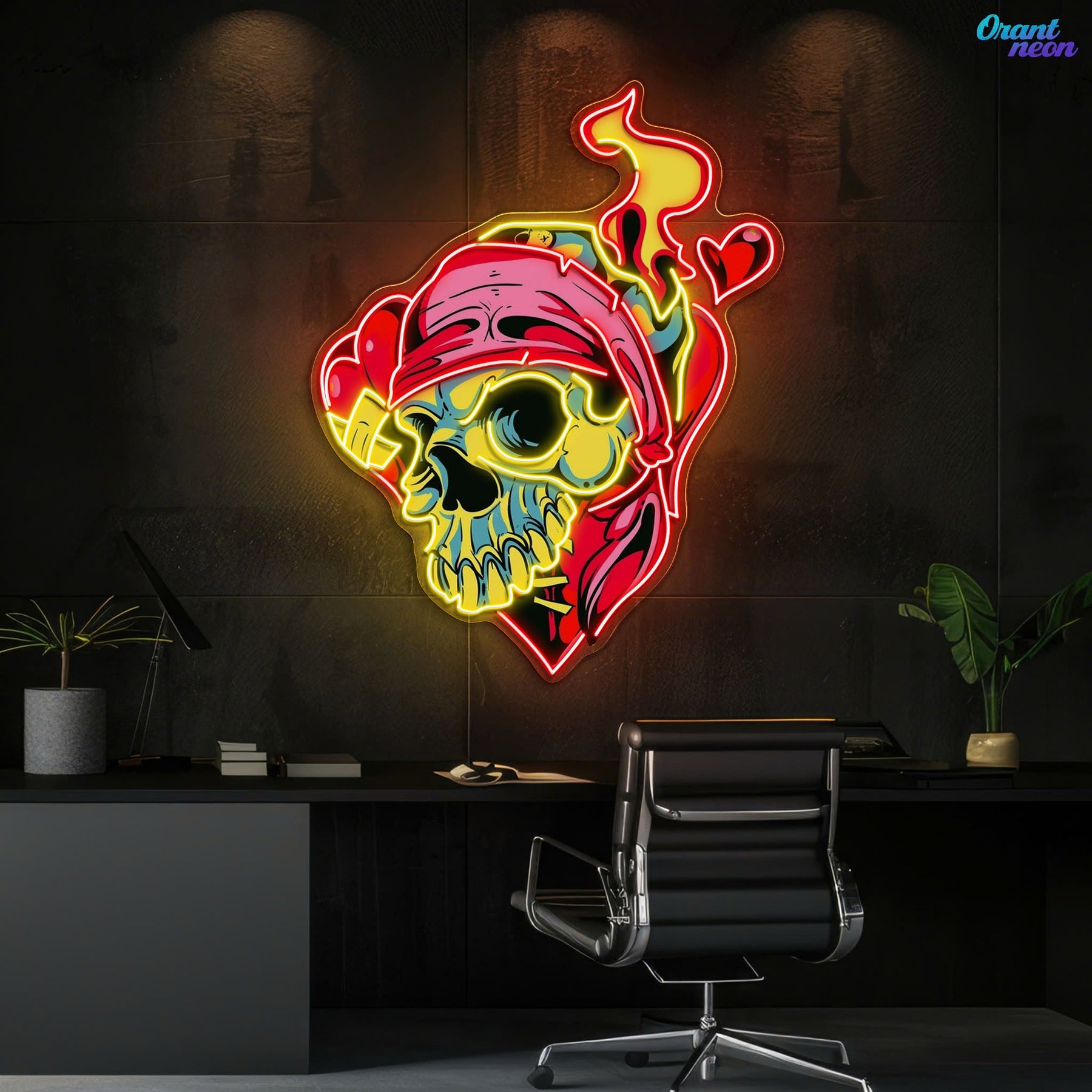 Skull & Love: A Neon Romance Neon Sign Light Artwork