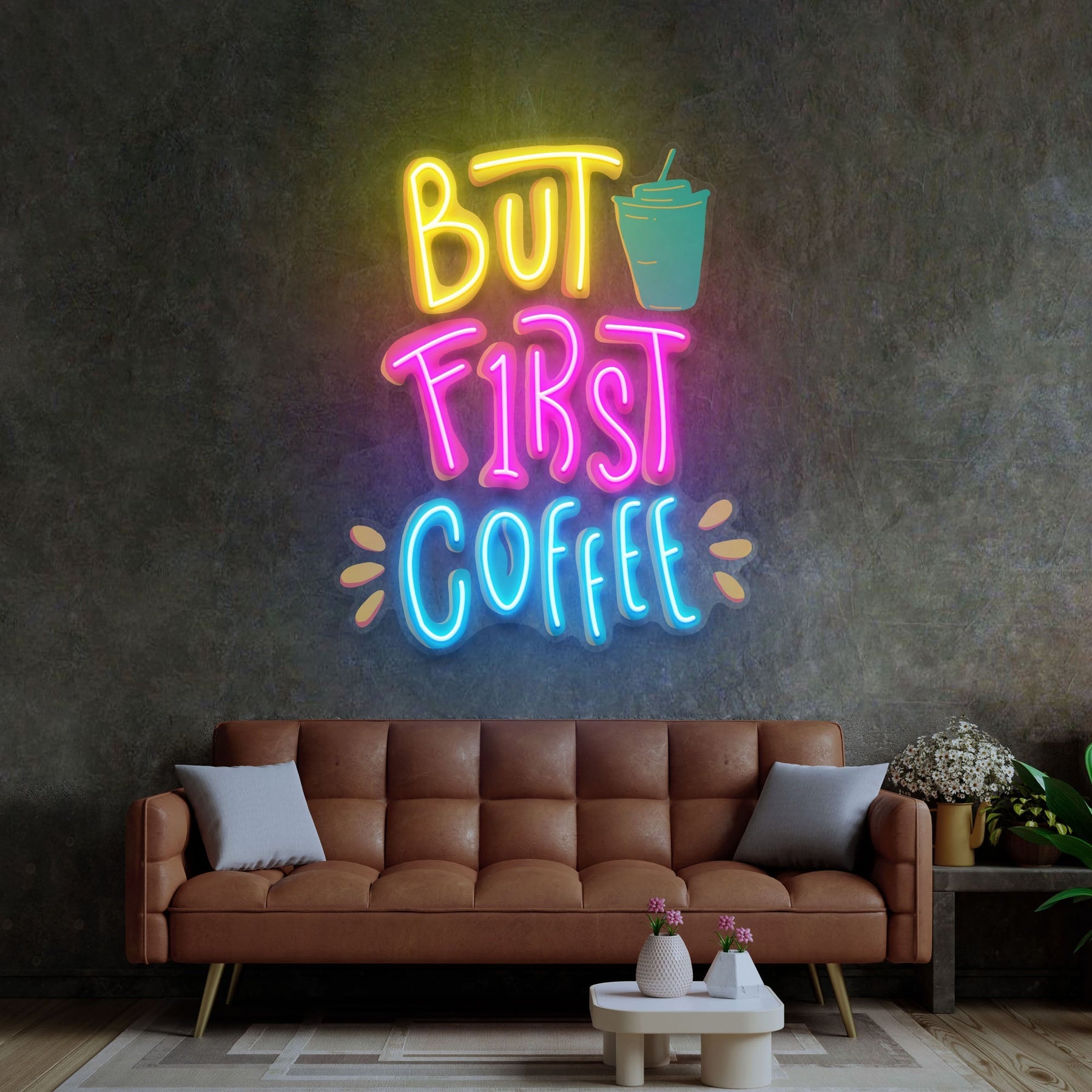 But First Coffee LED Neon Sign Light Pop Art