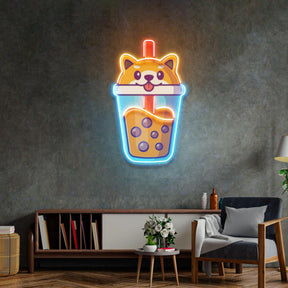 Boba Milktea Dog Led Neon Acrylic Artwork