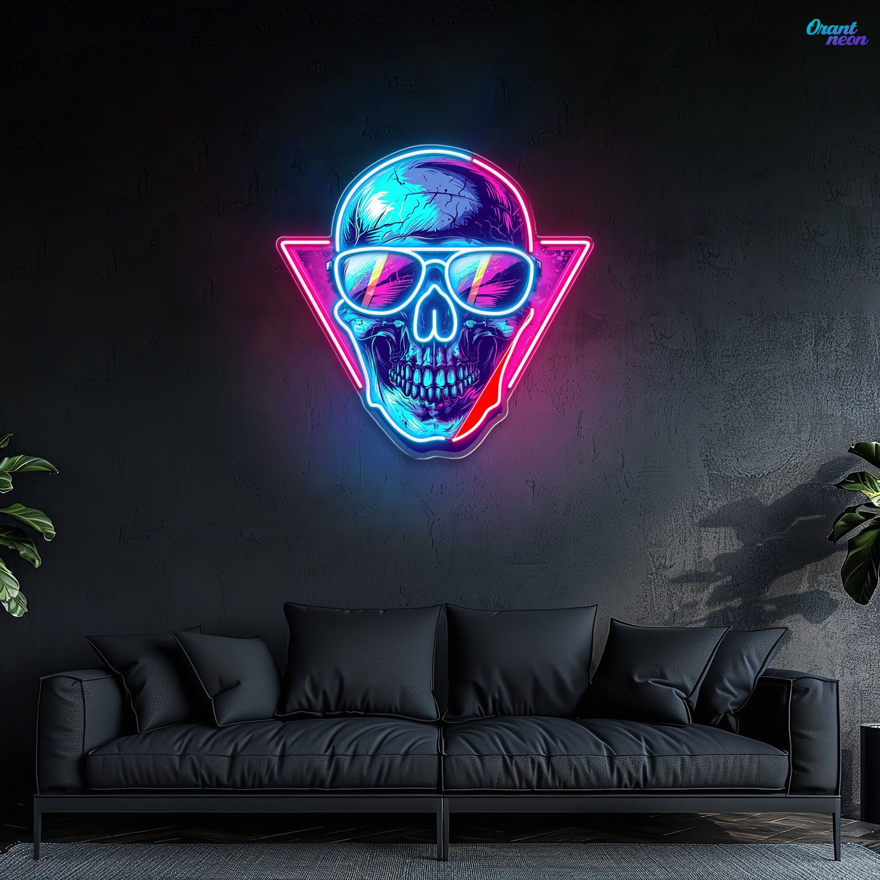 Cool Skull Wearing Glasses Color Pop Neon Sign Light Artwork