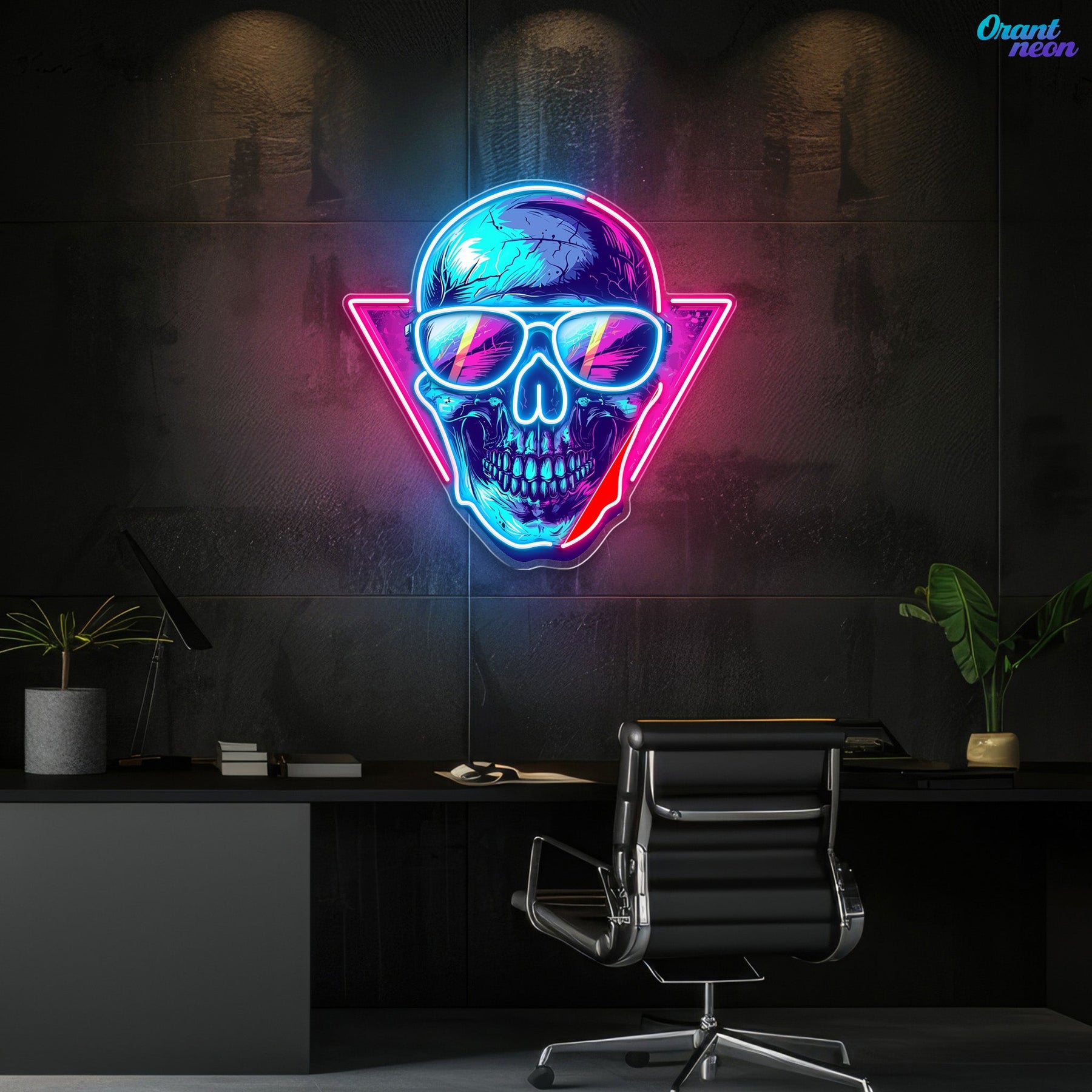 Cool Skull Wearing Glasses Color Pop Neon Sign Light Artwork