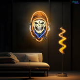 Mysterious Skull Wearing Cloak Neon Sign Light Artwork