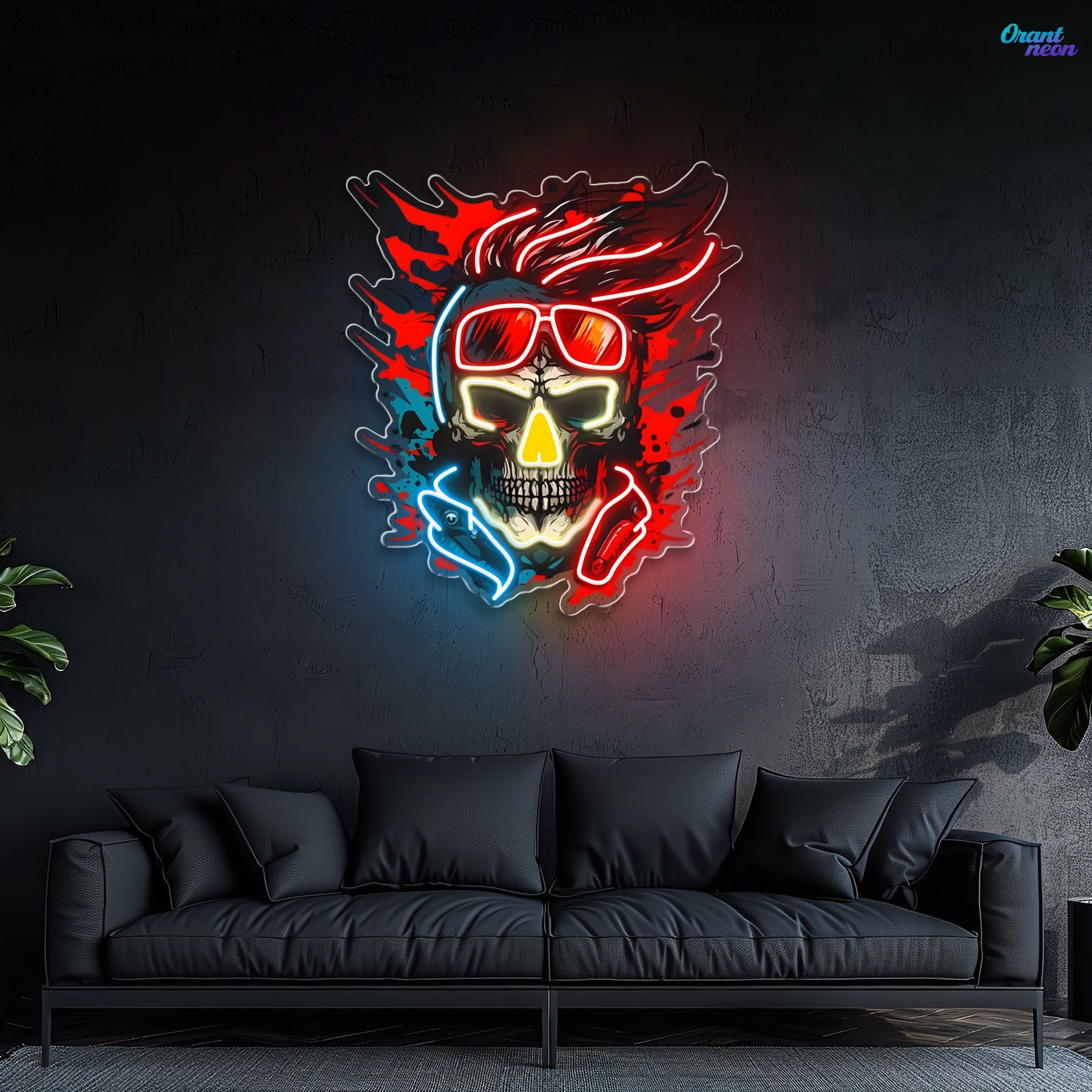 Vision of the Undead: Neon Skull & Glasses Neon Sign Light Artwork