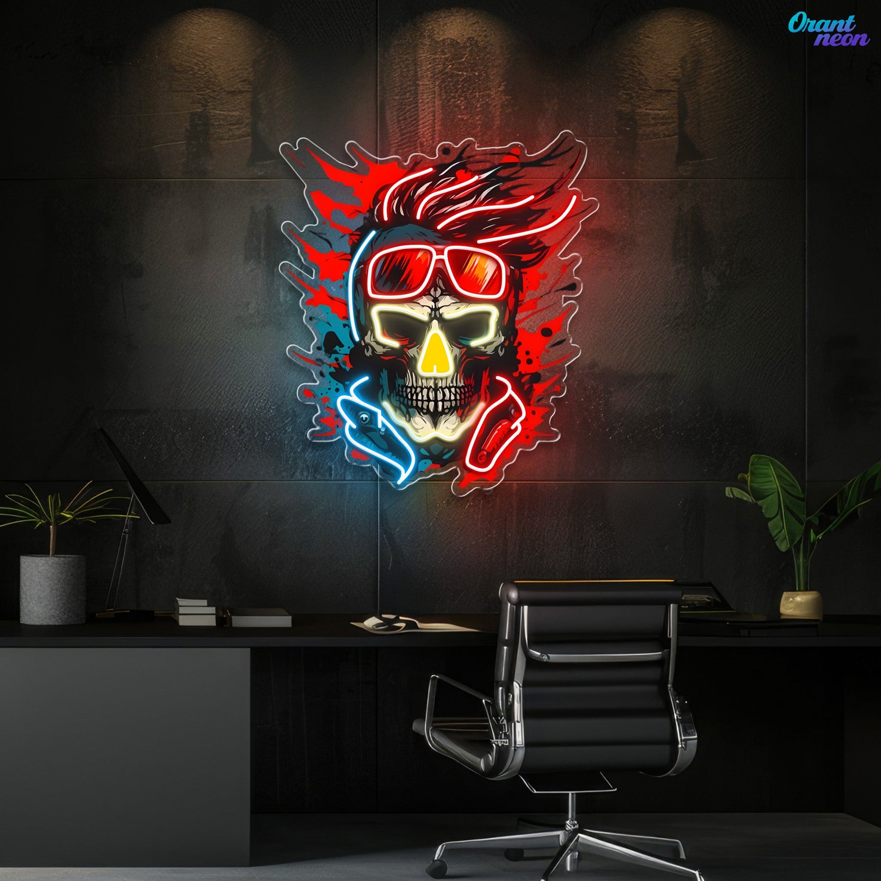 Vision of the Undead: Neon Skull & Glasses Neon Sign Light Artwork