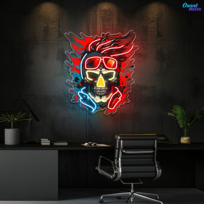 Vision of the Undead: Neon Skull & Glasses Neon Sign Light Artwork