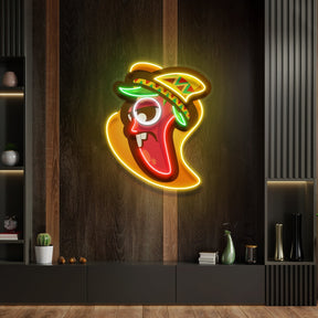 Cartoon Mexican Chili Peppers Artwork Led Neon Sign Light