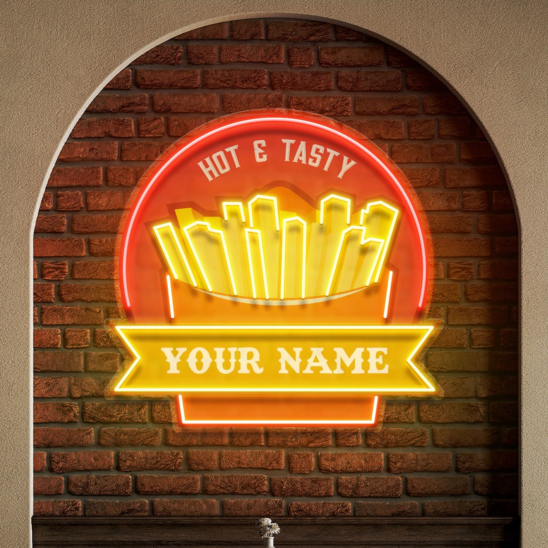 Fast Food Restsurant Signs Custom Name Fast Food Restaurant With French Fries Led Neon Sign Light