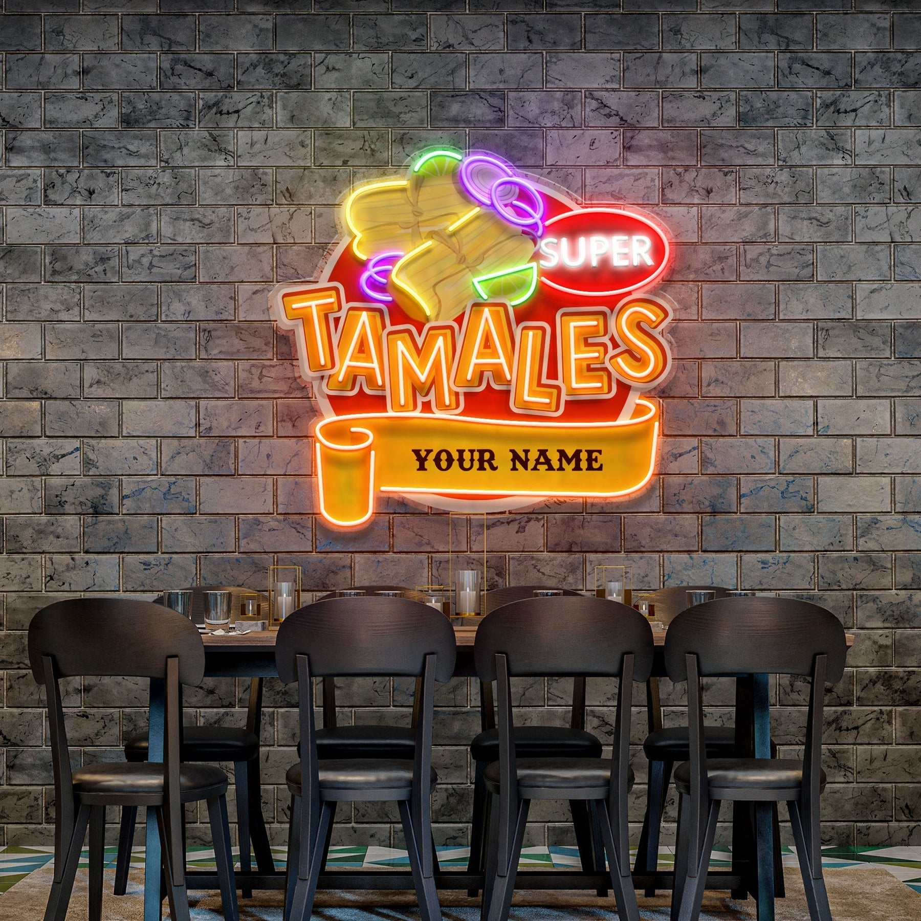 Custom Name Mexican Tamales Food Restaurant Decor Artwork Led Neon Sign Light