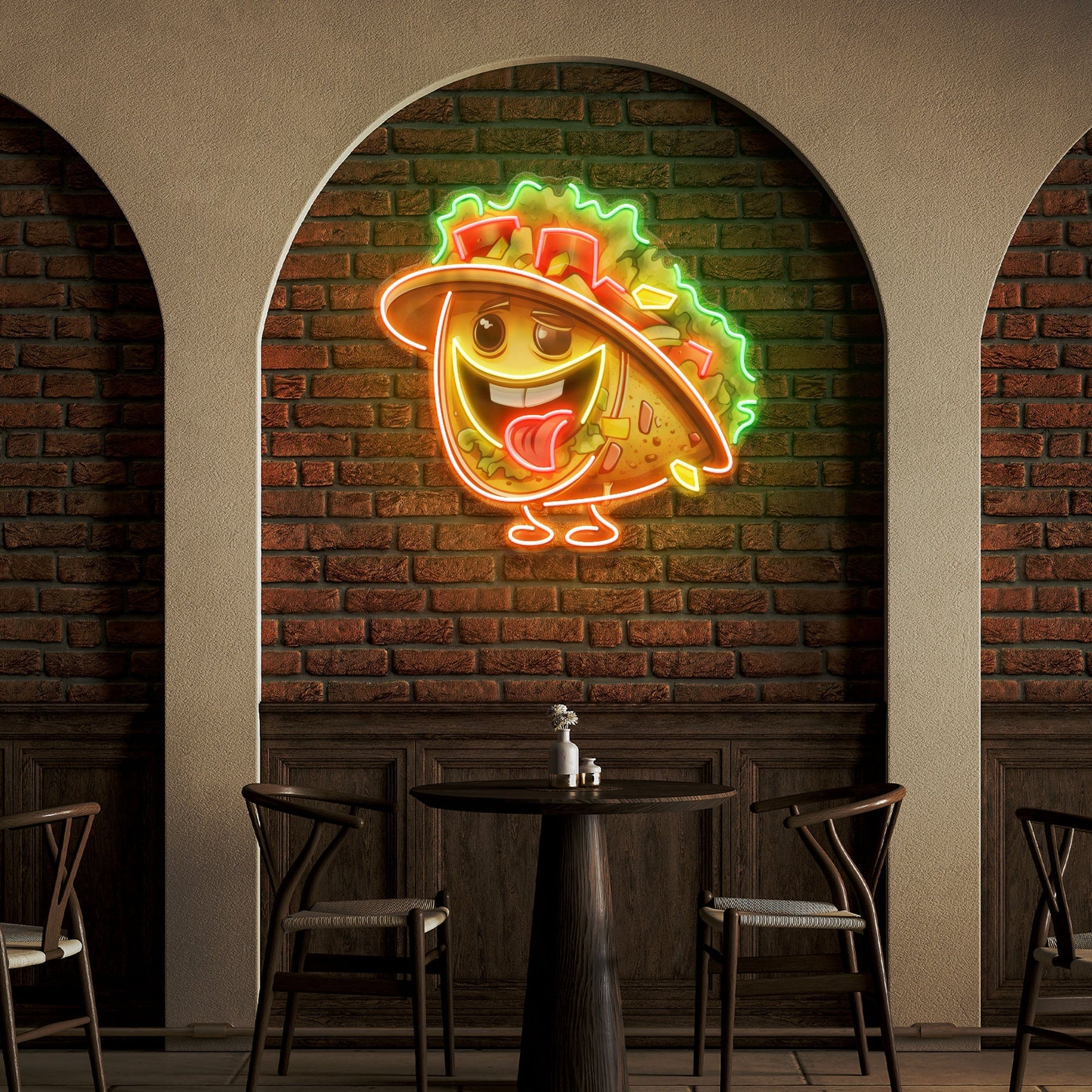 Custom Your Brand Taco With A Big Smile And A Sombrero Artwork Led Neon Sign Light