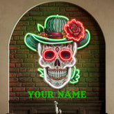 Custom Your Name Day Of The Dead Skull Mexico Artwork Led Neon Sign Light